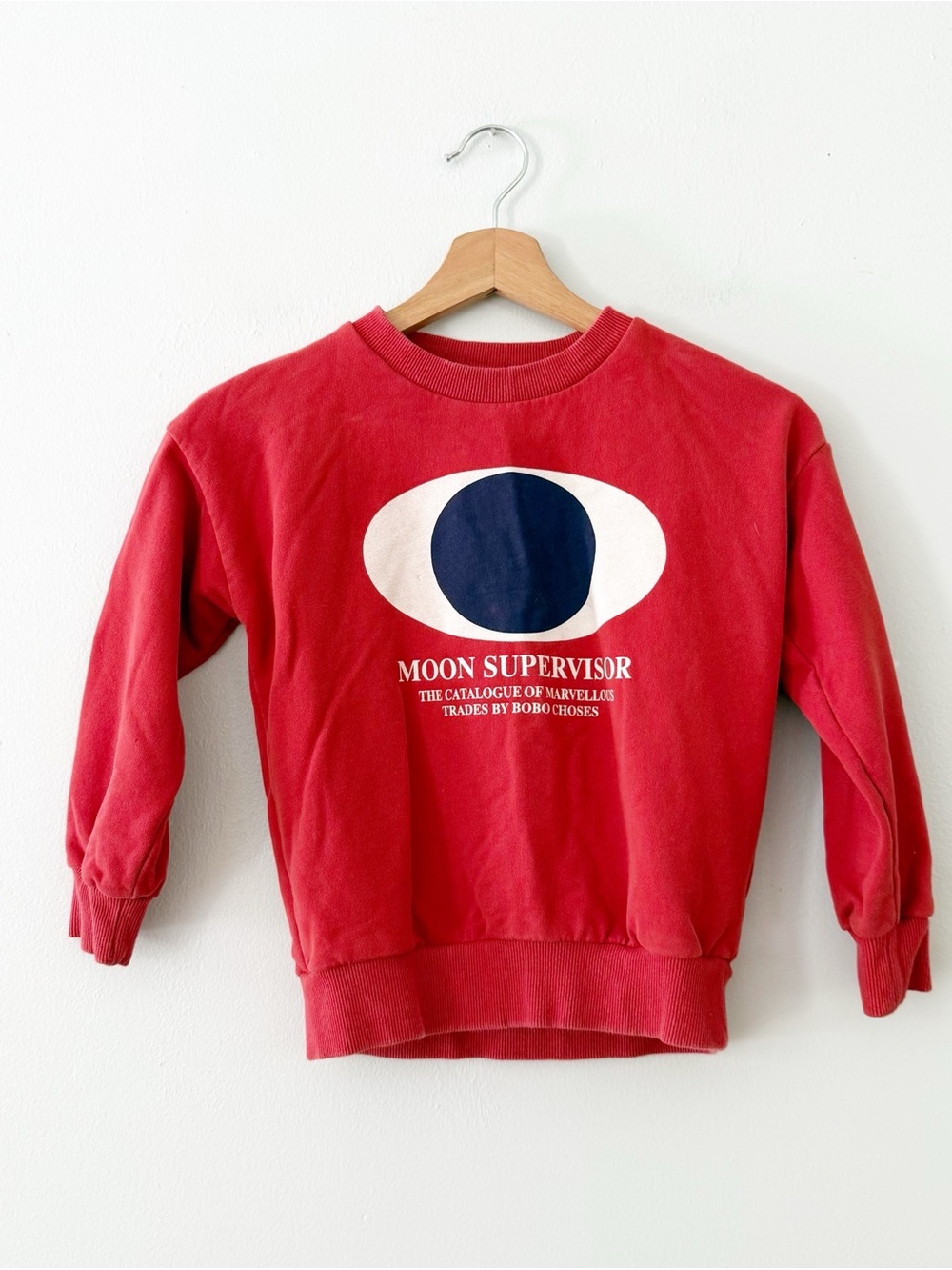 Bobo Choses/kids/sweater sweatshirt red moon graphic size 6-7. In good condition